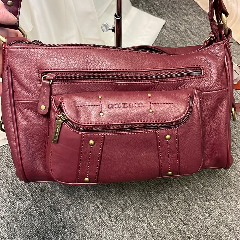 Maroon leather purse